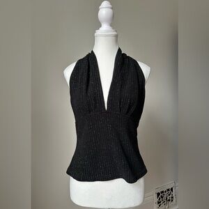 BARI JAY Faux Halter Neck Shimmer Vintage Holiday Whimsigoth Top Size 12